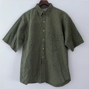Vintage 90s Reactor Short Sleeve Button Down Shirt Green Men's Large 100% Cotton
